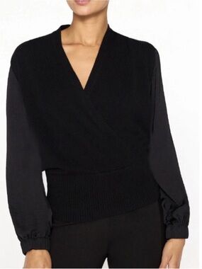 Brochu Walker Sweater Women S Black Wool Cashmere V Neck Long Sleeve Pullover